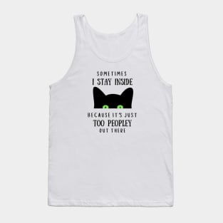 Funny Antisocial Cat Design Tank Top